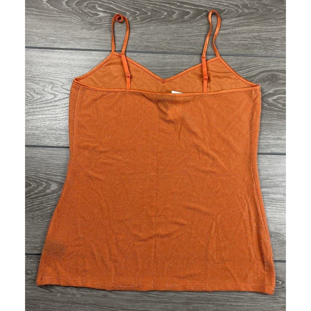 Express Women's Sleeveless Metallic V Neck Camisole Tank Top Orange Large New - Picture 4 of 8